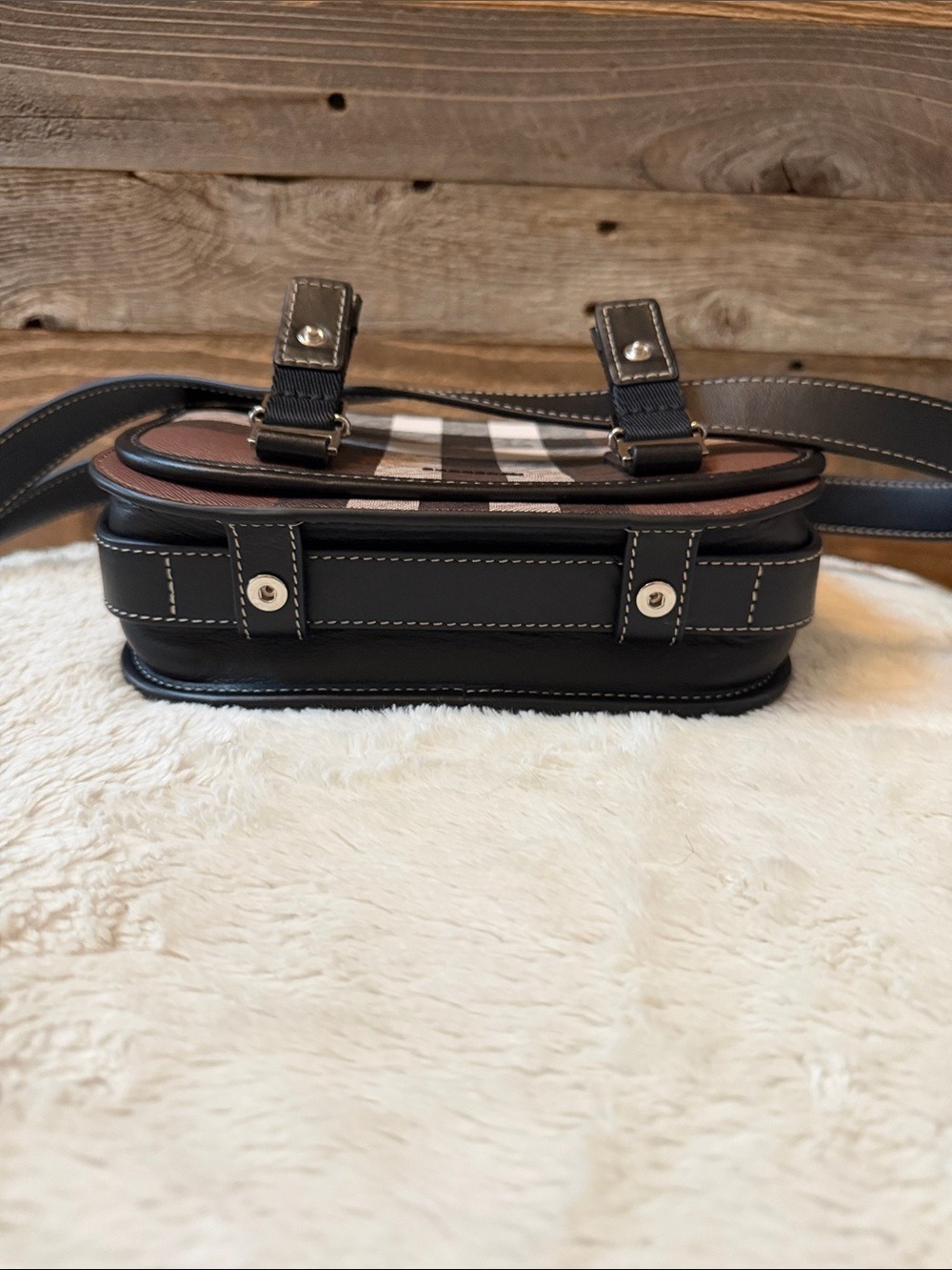 Burberry Brown and Black Checked Messenger Bag Unisex - Picture 10 of 14
